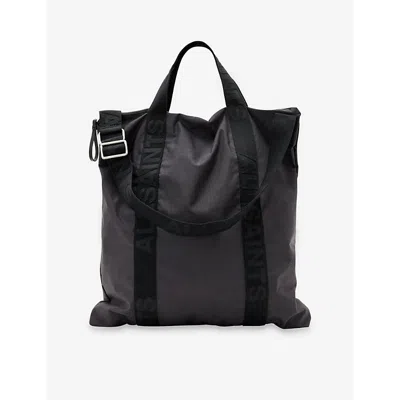 Allsaints Mens Tumbled Grey Kei Dual-strap Woven Backpack