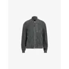 Allsaints Kemble Suede Bomber Jacket In Slatestone Gre