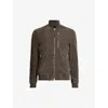 Allsaints Mens Kemble Regular-fit Zip-up Suede Bomber Jacket Woodland Brown