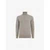 Allsaints Kilburn Zip Funnel Neck Ramskull Jumper In Chestnut Brown
