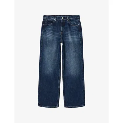 Allsaints Mens Dark Indigo Lenny Wide-leg Jeans In Blue
