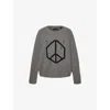 Allsaints Mens Gunmetal Grey Message Crewneck Knitted Jumper Xs In Gray