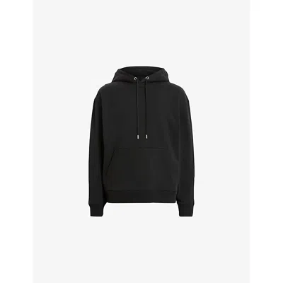Allsaints Mens Jet Black Milo Relaxed-fit Cotton Hoody
