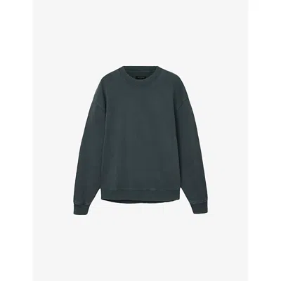 Allsaints Mens Sunil Blue Milo Relaxed-fit Cotton Sweatshirt Xl In Green