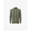 Allsaints Mens Dusky Green Mode Ramskull-embroidered Merino-wool Cardigan Xs In Green