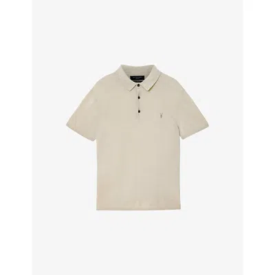 Allsaints Mens Powdered Green Mode Short-sleeve Merino Wool Polo Shirt In Brown