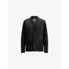 Allsaints Mens Mcway Blue Monet Notch-lapel Suede Blazer Xxl