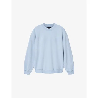 Allsaints Mens Salton Blue Odyssey Crewneck Cotton-jersey Sweatshirt