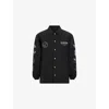 Allsaints Mens Black Orbital Branded-print Cotton-blend Jacket Xl In Black