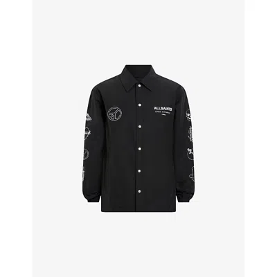 ALLSAINTS MENS ALLSAINTS ORBITAL BRANDED-PRINT COTTON-BLEND JACKET