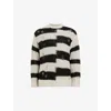 Allsaints Mens Pip Striped Oversized Wool-blend Knitted Jumper Ecru White In Ecru White