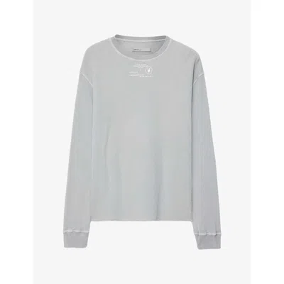 Allsaints Raphy Cotton Waffle Logo Stamp Shirt In Gray