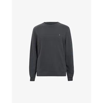 Allsaints Mens Gravestone Gre Raven Logo-embroidered Regular-fit Organic-cotton Sweatshirt In Carter Grey