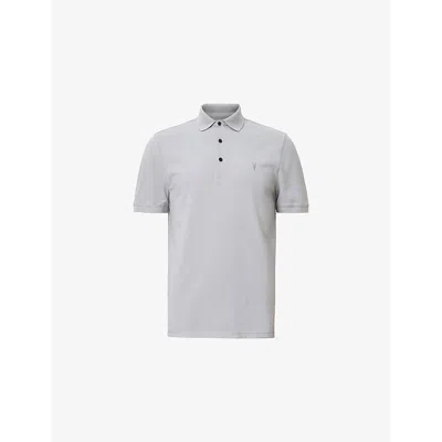 Allsaints Mens Machine Grey Reform Logo-embroidered Cotton-piqué Polo Shirt