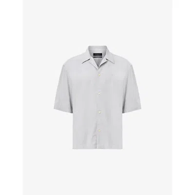 Allsaints Mens Crag Grey Rialto Short-sleeve Woven Shirt Xl