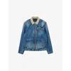 Allsaints Rothwell Zip Denim Jacket With Corduroy Collar In Blue