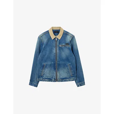 ALLSAINTS MENS WASHED INDIGO ROTHWELL DENIM JACKET