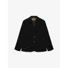 Allsaints Mens Black Saga Single-breasted Cotton Blazer In Black