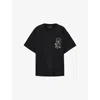 Allsaints Mens Washed Black Serrate Graphic-print Cotton T-shirt In Black