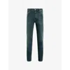 Allsaints Mens Sid Skinny-leg Stretch-denim Jeans Phantom Blue In Green