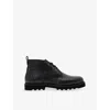 Allsaints Mens Black Grain Skiff Leather Ankle Boots Eur 44 / 10 Uk In Black