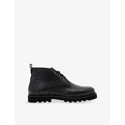 Allsaints Mens Black Grain Skiff Leather Ankle Boots Eur 44 / 10 Uk