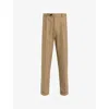 Allsaints Mens Antique Brown Tallis Slim-fit Cropped Trousers