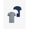 Allsaints Tonic Crew Ramskull T-shirts 3 Pack In Blue/blue/opt