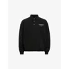 Allsaints Mens Black Underground Logo-print Relaxed-fit Polo Sweatshirt In Jet Black
