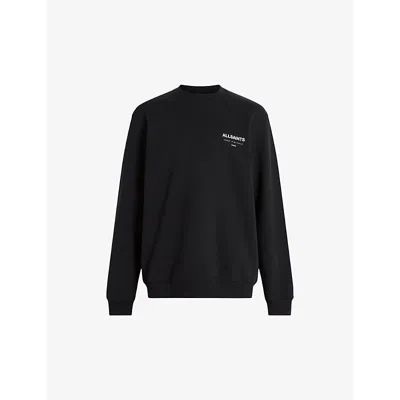 ALLSAINTS MENS JET BLACK UNDERGROUND RELAXED-FIT COTTON SWEATSHIRT XL