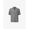 Allsaints Mens  Veda Short-sleeve Linen-blend Shirt In Pillar Grey
