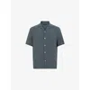 Allsaints Mens Rain Grey Venice Logo-embroidered Eco-viscose Shirt
