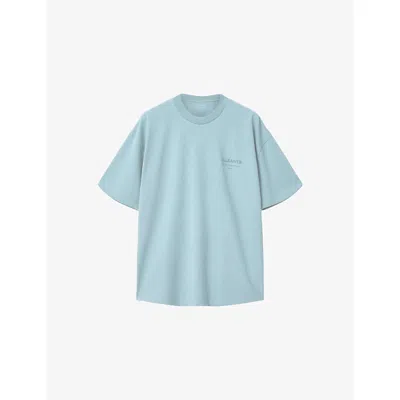 Allsaints Mens Salton Blue Xander Logo-embossed Short-sleeve Cotton T-shirt Xl