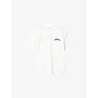 Allsaints Mens Ashen White Descent Brand-embroidered Cotton-jersey T-shirt