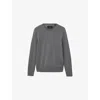 Allsaints Mens Moon Grey Aspen Logo-embroidered Cotton And Wool-blend Jumper Xl In Gray