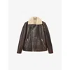 Allsaints Mens Barkwood Brown Xylon Leather Biker Jacket In Brown