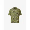 Allsaints Mens Barrel Brown Liner Palm-print Woven Shirt Xl In Barrel Brown