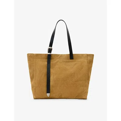 Allsaints Mens Biscuit Brown Haven Suede Tote Bag