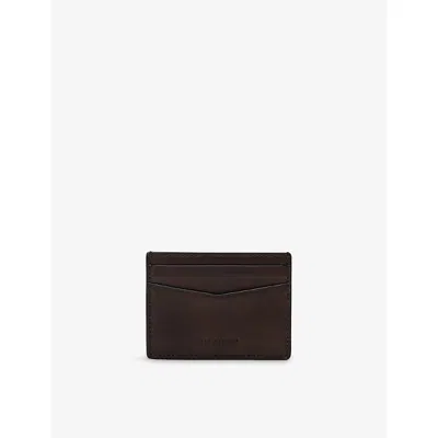 Allsaints Mens Bitter Brown Delph Embossed Leather Card Holder