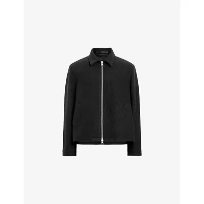 Allsaints Celeste Crop Boiled Wool Jacket In Black
