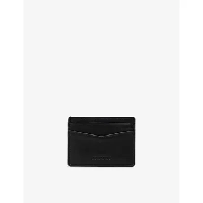 Allsaints Mens Black Delph Embossed Leather Card Holder