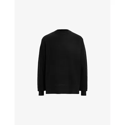 Allsaints Mens Black Jakob Crewneck Wool-alpaca Blend Jumper