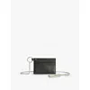 Allsaints Mens Black Makoto Debossed-logo Leather Card Holder With Chain In Black