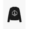 Allsaints Mens Black Message Crewneck Knitted Jumper Xs In Black