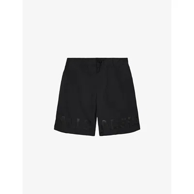 Allsaints Mens Black Nexus Logo-print Woven Shorts