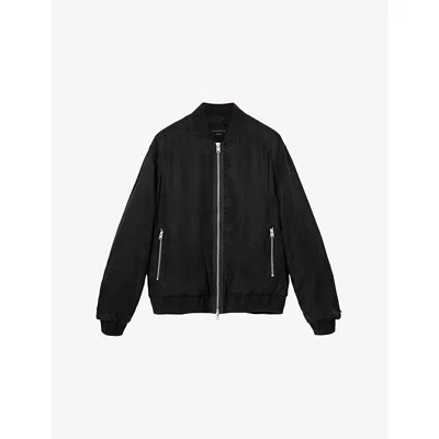 Allsaints Mens Black Nyx Regular-fit Woven Bomber Jacket