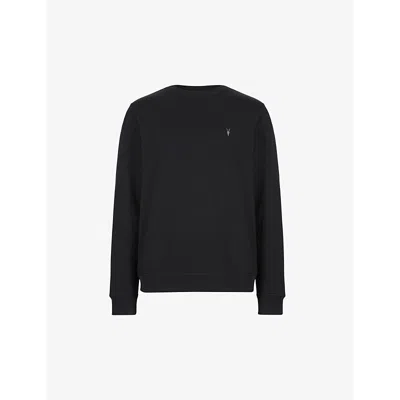 ALLSAINTS MENS BLACK RAVEN LOGO-EMBROIDERED REGULAR-FIT COTTON SWEATSHIRT XXL