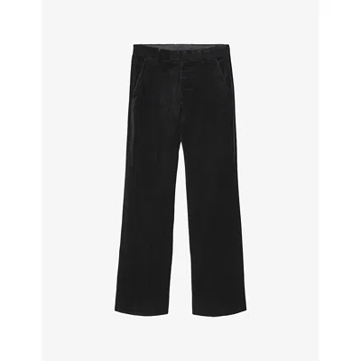 Allsaints Mens Black Saga Straight-leg Cotton Trousers