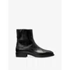 Allsaints Mens Black Shine Milton Shine Leather Ankle Boots Eur 45 / 11 Uk In Black