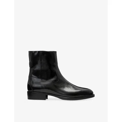 Allsaints Mens Black Shine Milton Shine Leather Ankle Boots Eur 45 / 11 Uk